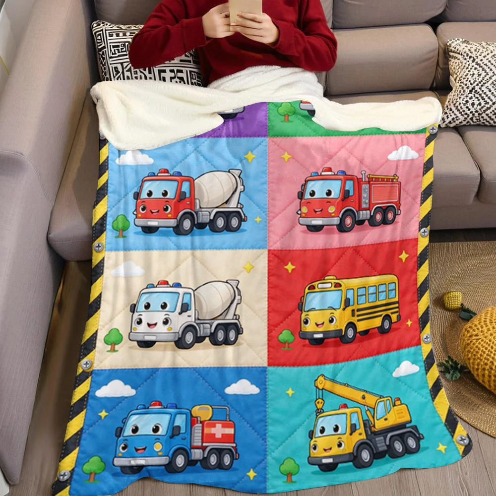 Ambulance Fire Mixer Grid Flannel Blanket Perfect for Sofa Office Bed Travel Sleep Read Relax Camping Four Season Use