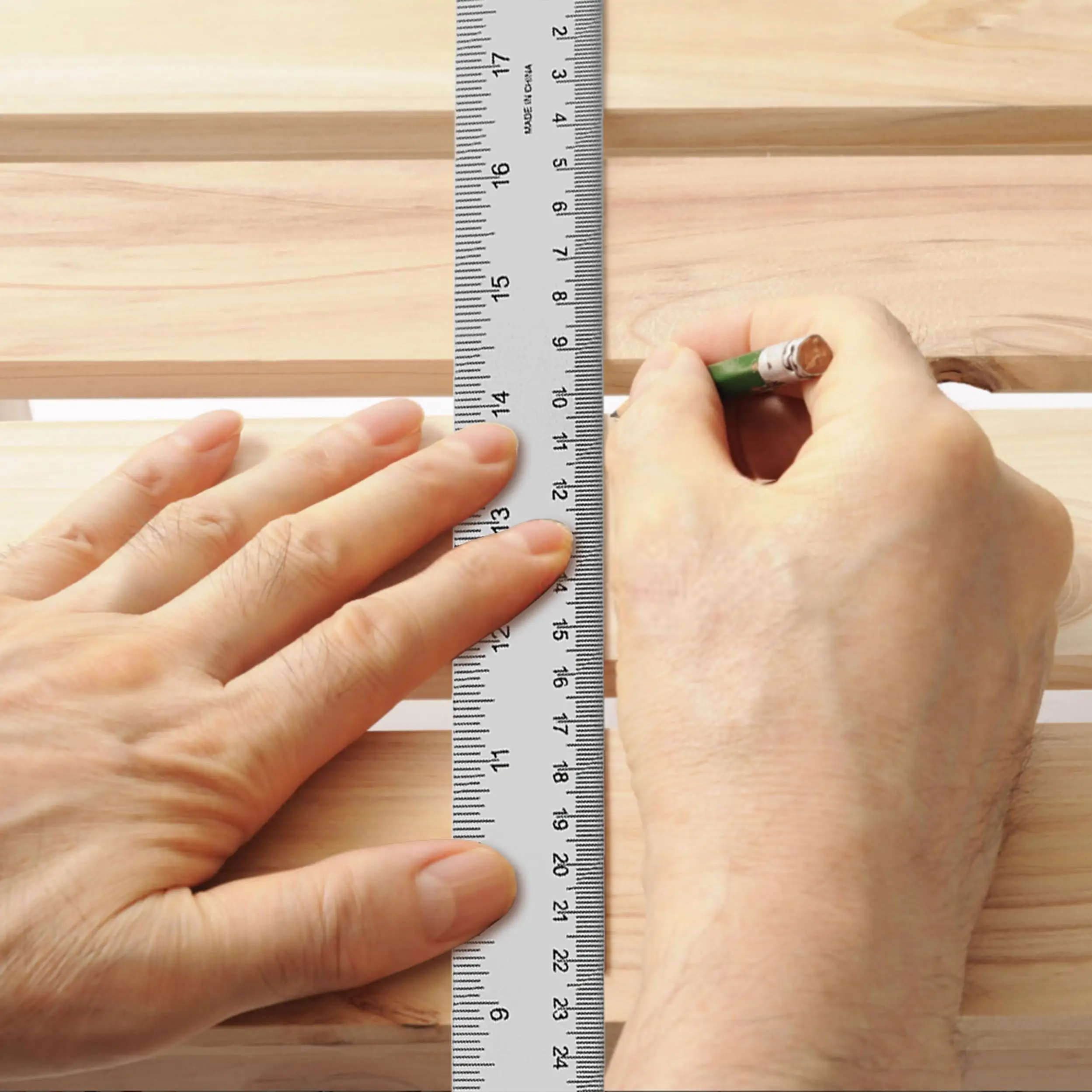 6/12/18 Zoll Optionaler Edelstahl-Metall-Lineal mit Korkrückseite, Zoll- und Zentimeter-Rutschfeste Lineale, Messwerkzeuge – Detail 10