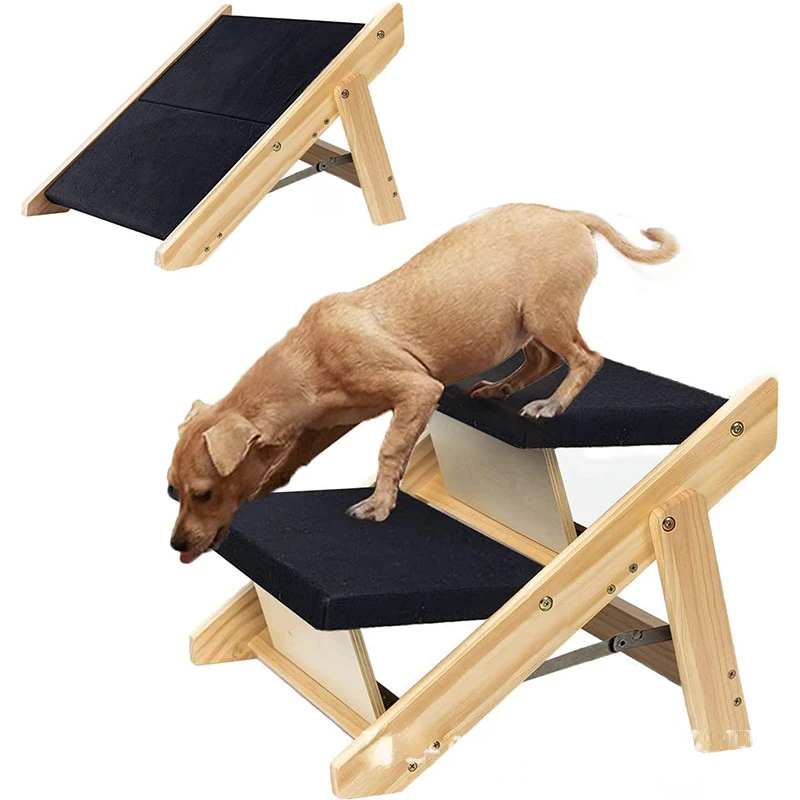 

Innovative Bamboo Pet Stairs for Dogs and Cats - Foldable and Accessible Bed Ladder