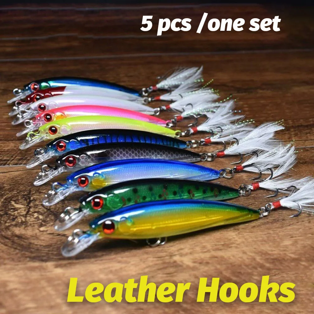 5 Stück/Set Köder-Set, schwimmender Minnow, 8 g, 13,6 g, künstlicher Köder, Bass-Haken, Wobbler, Angelzubehör, Angelkasten, Crankbait, Pesca, Jerkbait. – Detail 2
