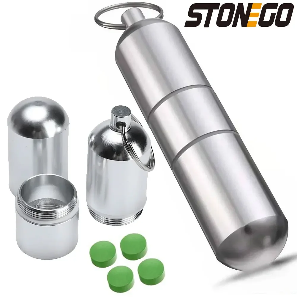 Waterproof Aluminum Pill Box Case Bottle Cache Drug Holder for Traveling Camping Container Keychain Medicine Box Health Care