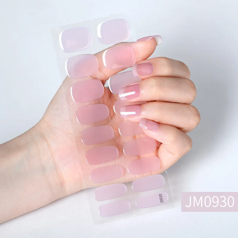 Solid Color Semi-Cured Gel Nail Patch Slider Adhesive Waterproof Salon Nail Decals Manicure for UV LED Lamp Nail Art Decorations