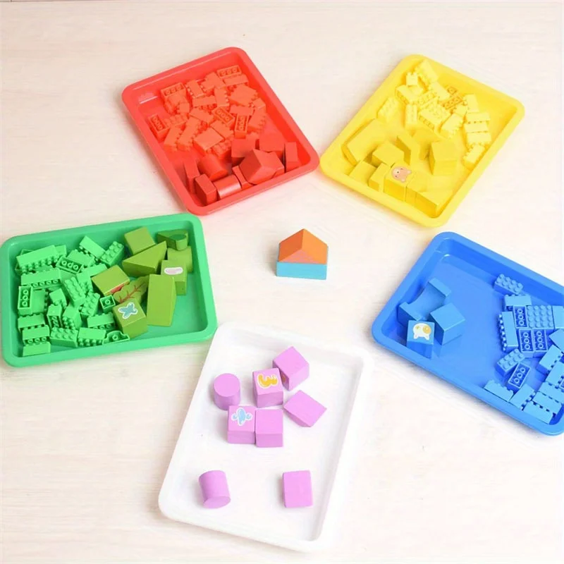 5pcs/pack Plastic Art Trays Set 5 Colors Activity Sensory Sand Serving Trays for Kids Crafts Organizer view 5