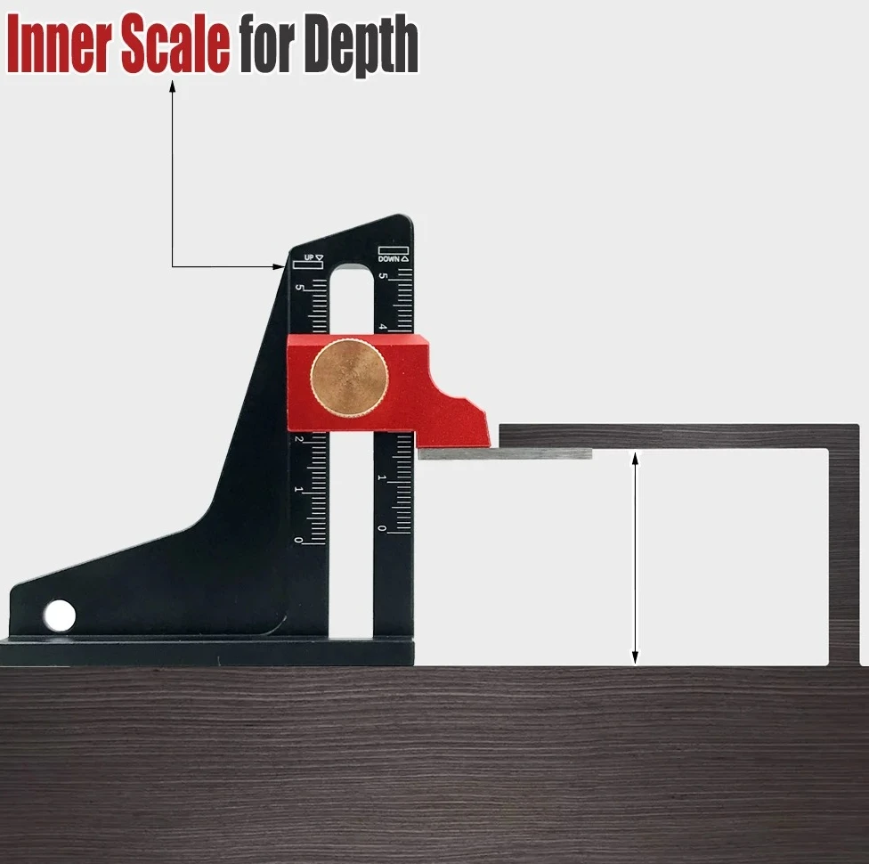 Precision Height & Depth Gauge Ruler, Trimming Machine & Table Saw Adjustment Tool, Woodworking Measuring Instrument