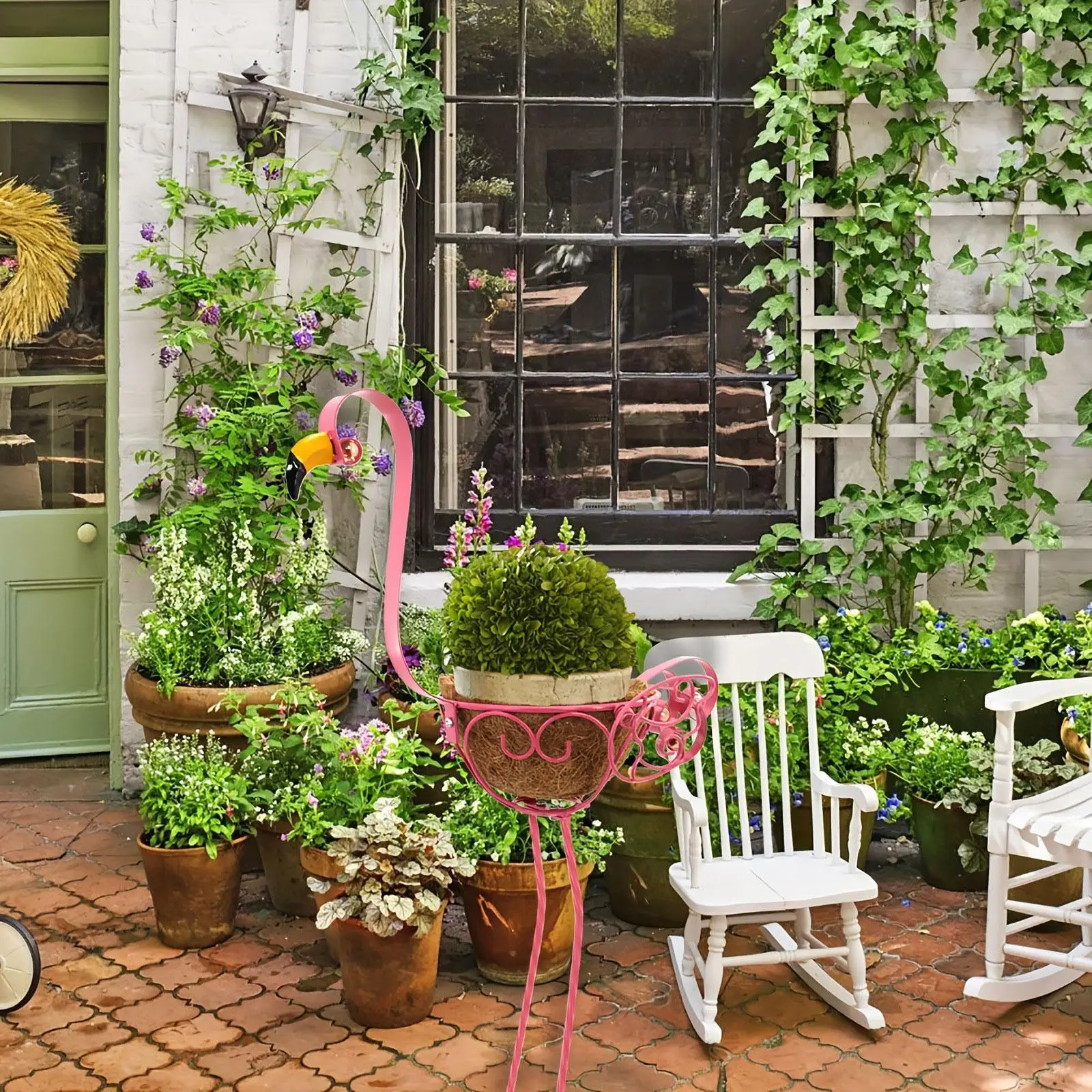 2 Pieces Flamingo Planter Decorative Flowerpot Rack Garden Decorations Garden Plant Holder Outdoor for Yard Outdoor Indoor