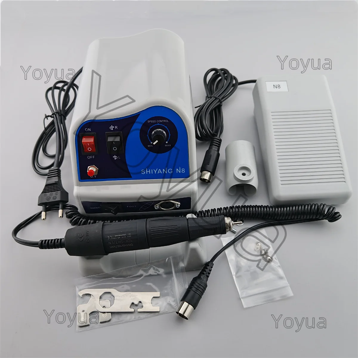 1 Set Dental Lab Polishing Polisher SHIYANG N8 Electric Micromotor Polishing + 45K rpm SH37LN Handle Variable Foot Control