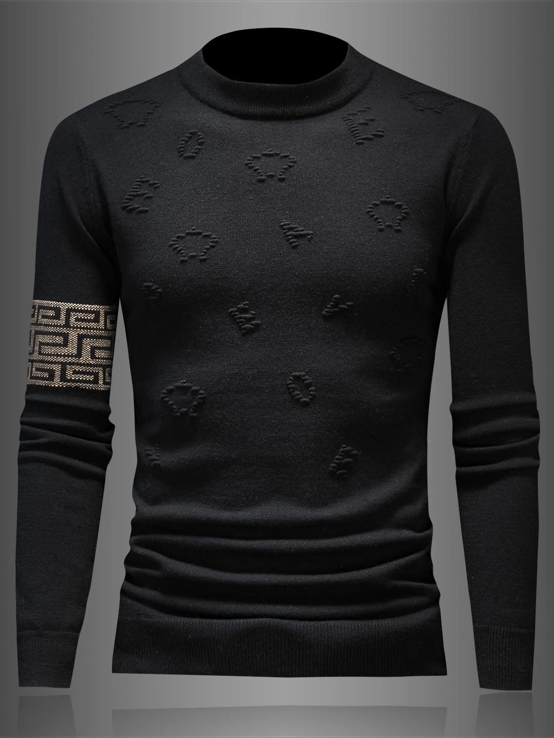 

Теплый вязаный шерстяной свитер для мужчин с высоким воротником, модный осенне-зимний трикотаж, новинка, повседневный стиль, геометрический узор