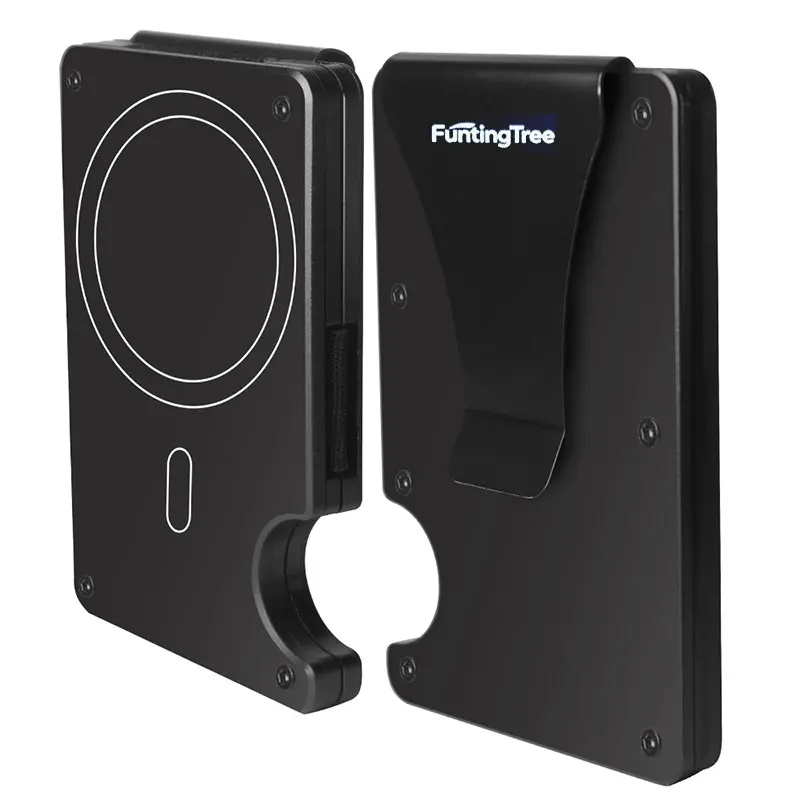 Compatible with MagSafe Wallet, Slim Wallet for Men with Money Clip, Rfid Blocking Metal Card Holder, Minimalist Magnetic Wallet