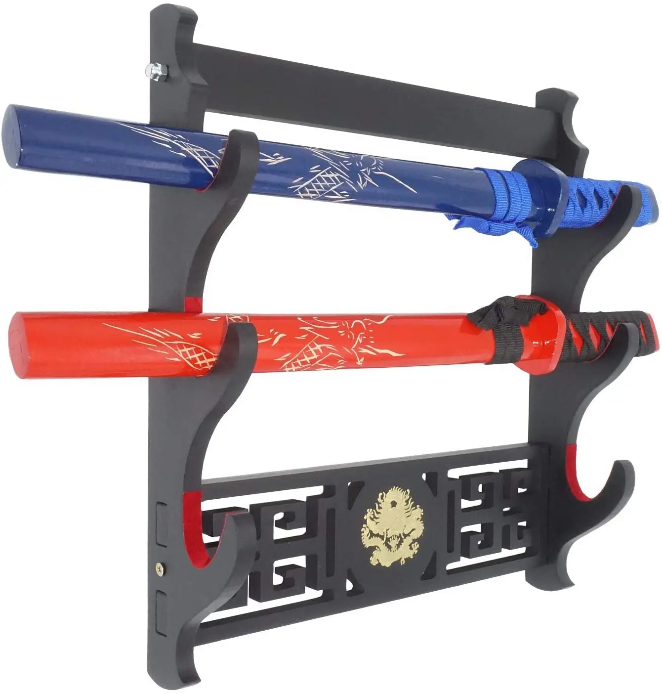 Dragon Sword Holder montaggio a parete supporto per Katana imbottito in velluto espositore per spada Samurai 1/2/3/4 Tier