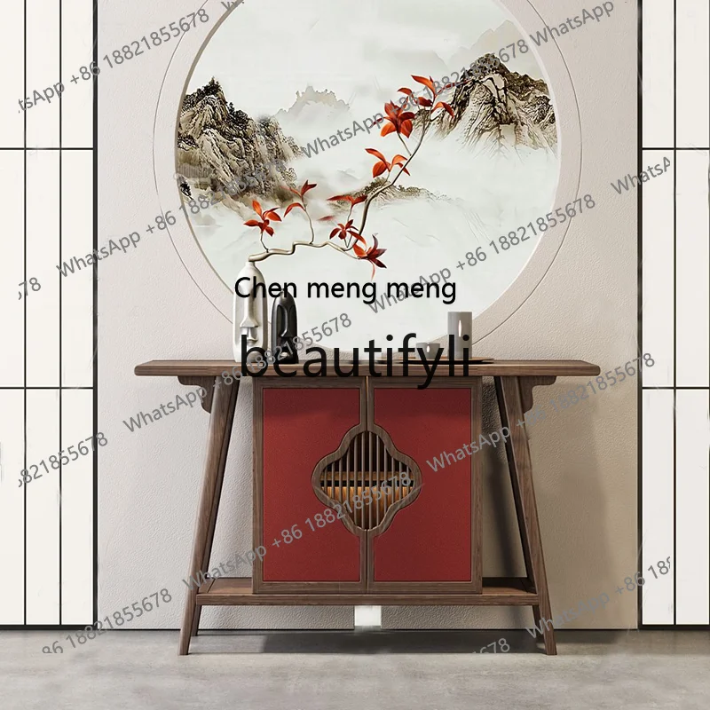 New Chinese-style living room entrance cabinet, living room home, solid wood locker against the wall, decorative cabinetH