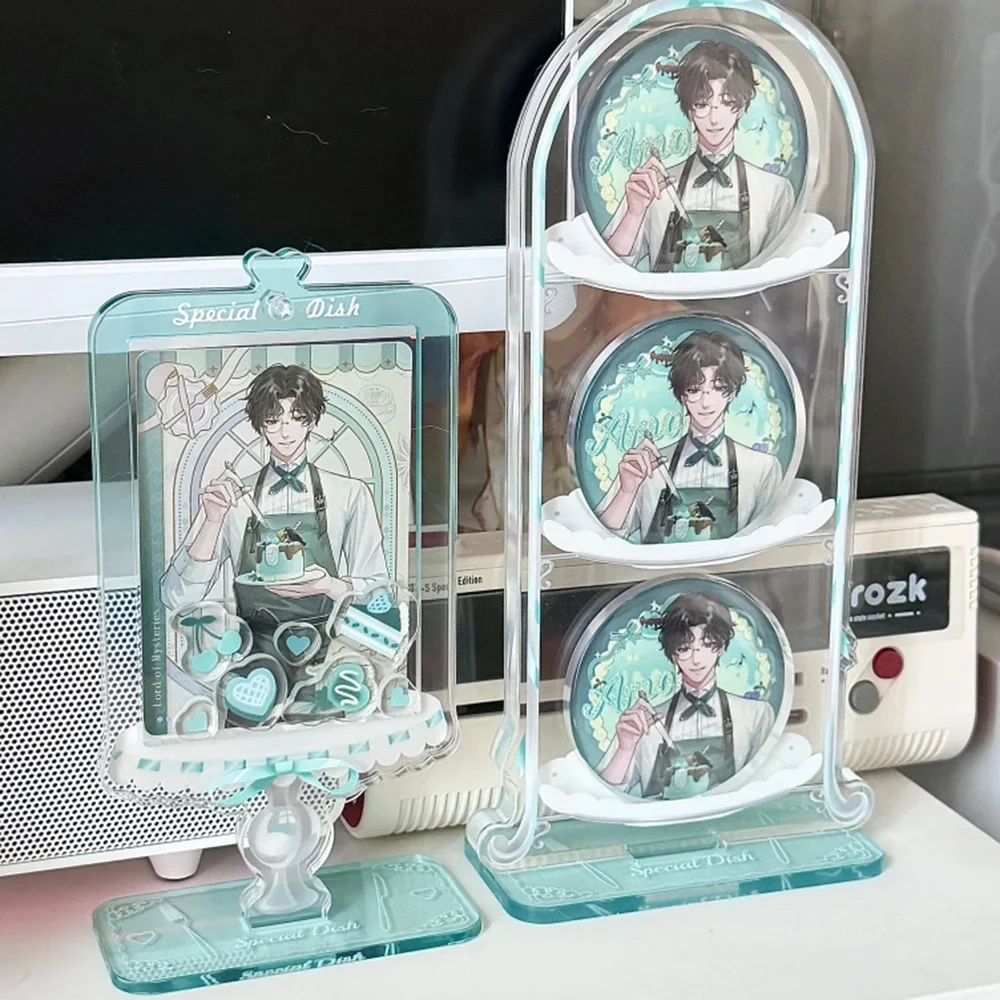 Acrylic Display Stand 3PCS Sweet Afternoon Tea Dessert 58 75mm Badge 3 3.5inch Photocard Frame Anime Kpop Desk Decor
