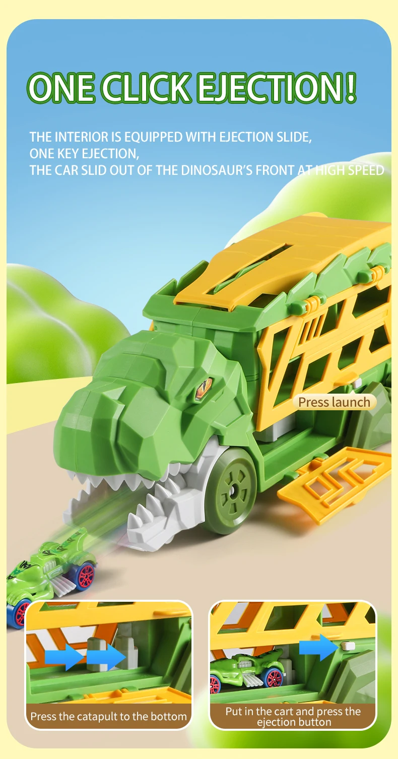 Dinosaurier-Morphing-Rennstrecken-Auswurfauto-Spielzeug, Legierungsauto-Modell, Jungen-Morphing-Gleit-Auswurf-Transport-Puzzle, Geburtstagsgeschenk – Detail 5