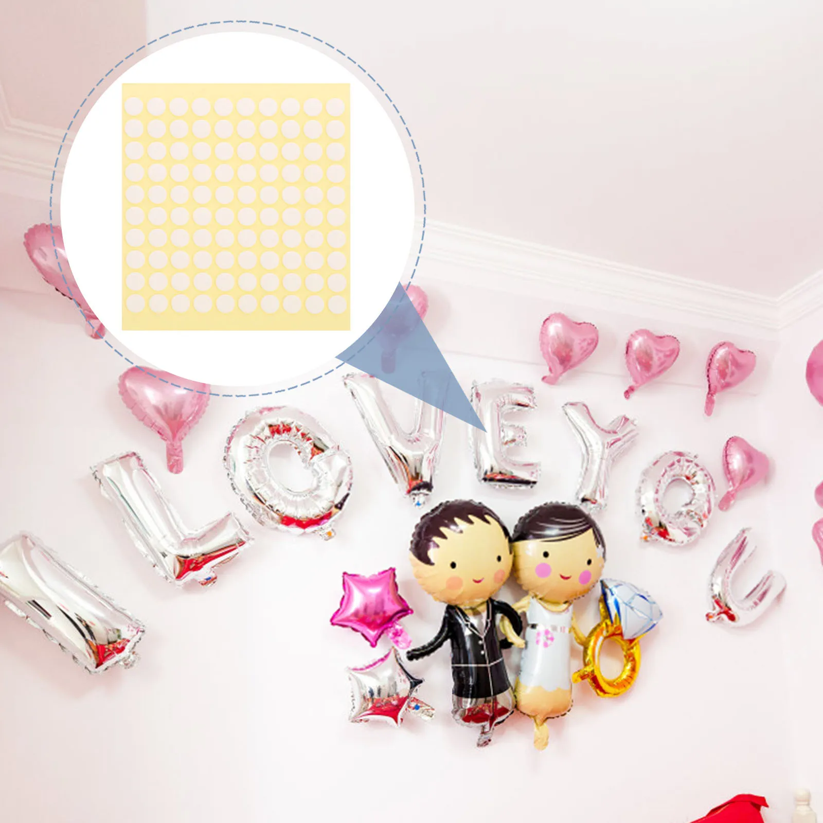 

500pcs Round Adhesive Hooks Clear Sticky Dots For Crafts Balloons Sealing Invitations Removable Non Trace Party Tools