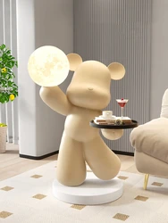 Home Decor Creative Bear Statue Art Ornaments Nordic Style Living Room Large Sculpture Floor Tray Storage Rack Housewarming Gift