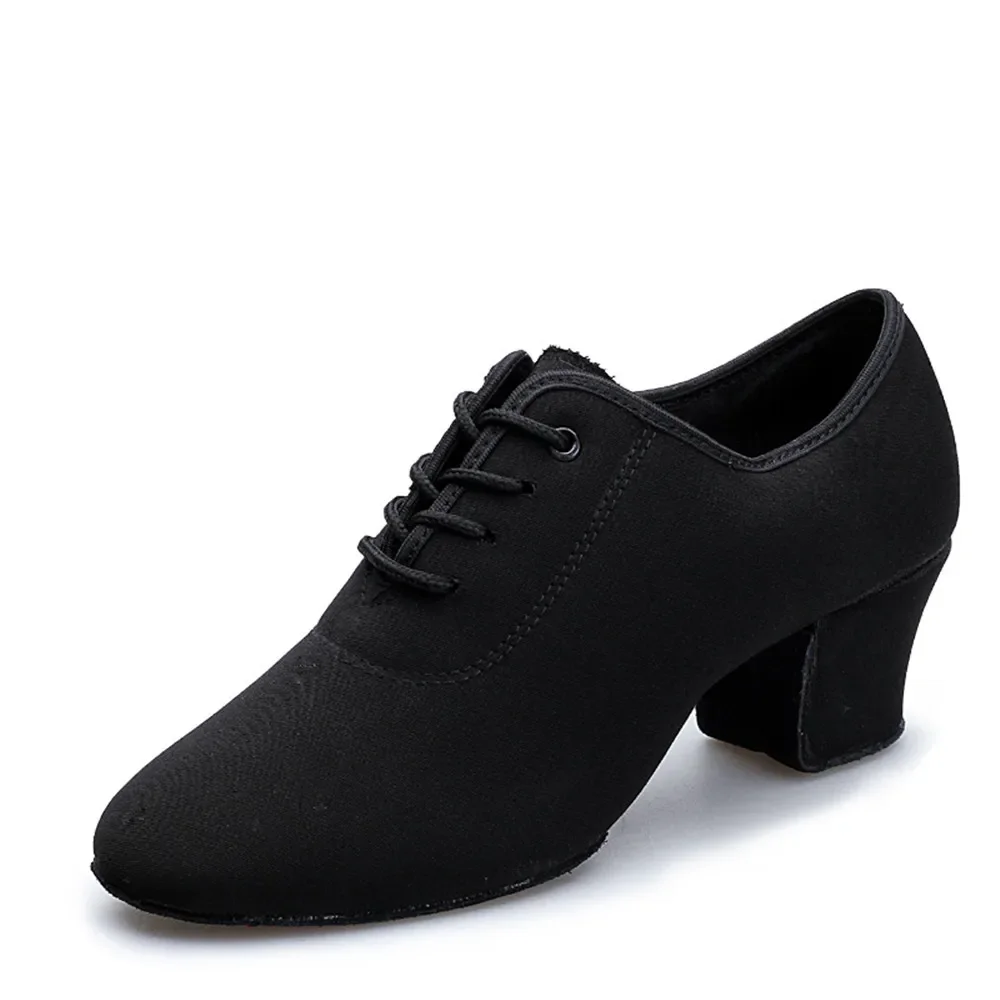 Mujer Salsa latina para bailar adultos suelas de dos puntos profesor suave tela Oxford salón de baile tacones cubanos de 5cm para mujeres zapatos de