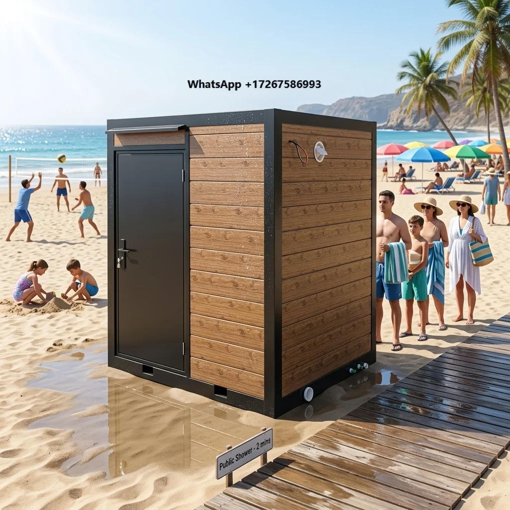 Portable Outdoor Beach Shower Room Easy Install Finished Shipment Low Cost Prefab  Shower Cabin for Beach Camping