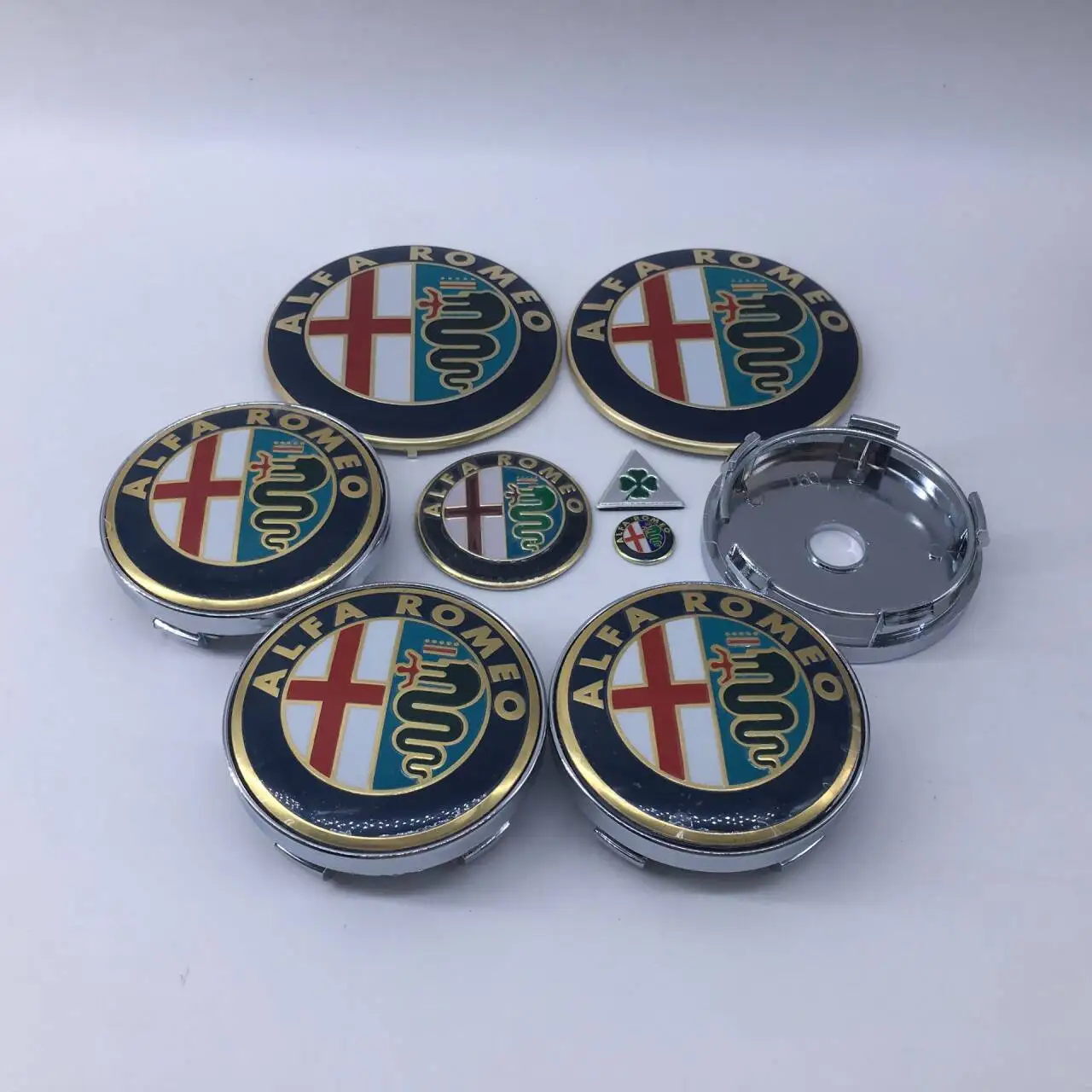 1set 9pcs 60mm 030 Wheel Center Cap forAlfa Romeo 166 156 74mm Hood Trunk 40MM Steering  wheel Emblem Brera GT Spider Giulietta