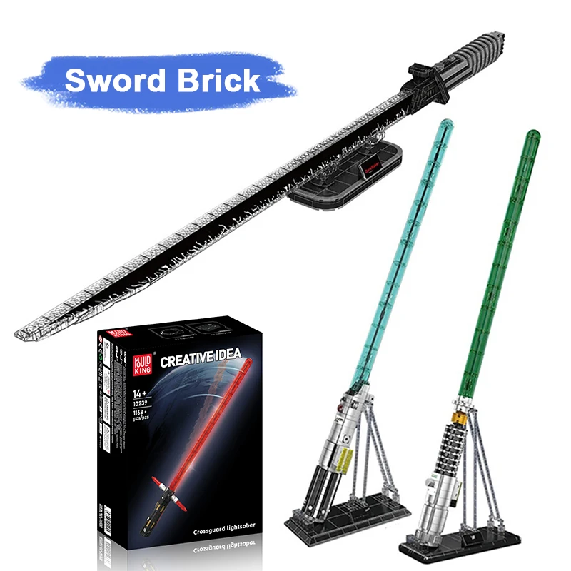 Mandalorian Darksaber Kit modello di assemblaggio di piccole particelle Set di blocchi di costruzione con luci Giocattoli fai da te per regali di Natale