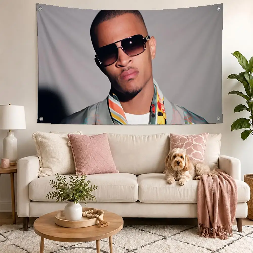 Sharp Rapper T.I. Flags Concert Print Wall Hanging Art Banner, Indoor Outdoor Bedroom Home Decor Backdrop, Perfect Gift