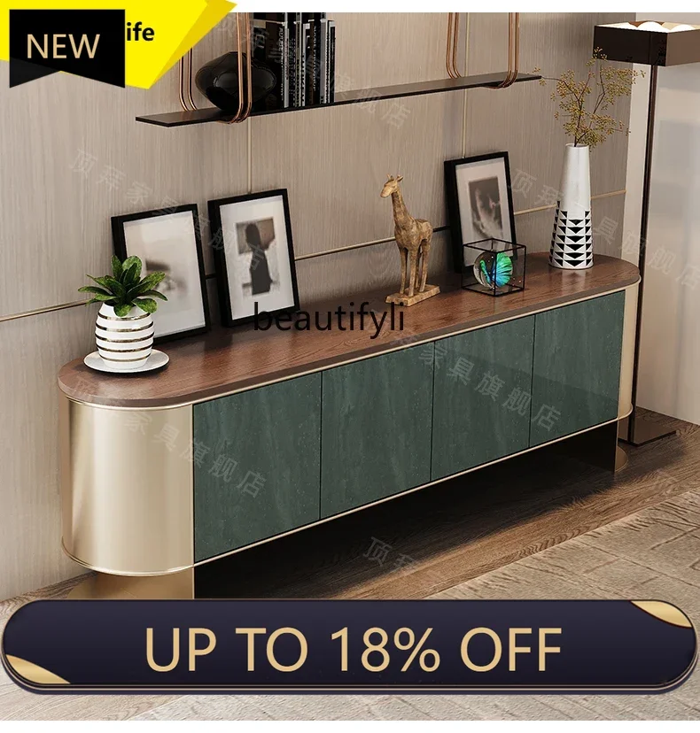 

P178 Italian Minimalist Solid Wood TV Cabinet Small Apartment Living Room Home Storage Cabinet Modern Simple Entryway Cabinet