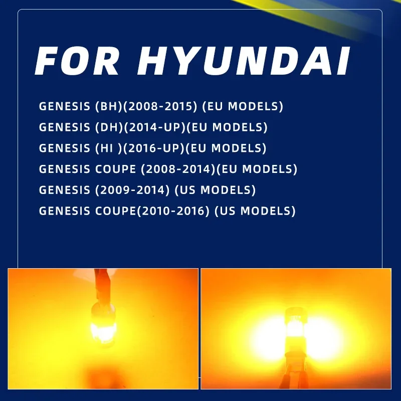 For Hyundai Genesis Coupe BH DH HI LED Turn Signal Lights Bulbs Blinker Direction Indicator 2008 2010 2012 2015 2016 2018 2019