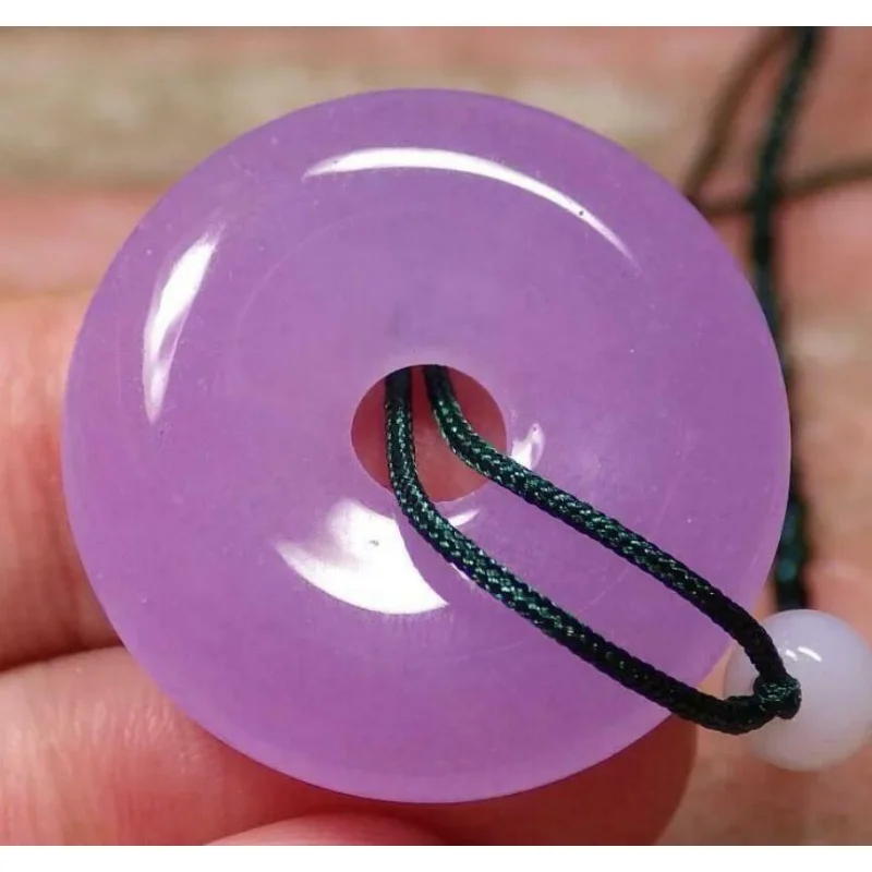 

10pc Natural Lavender Jade Hand-carved Harmony Luy Pendant + Rope Nelace