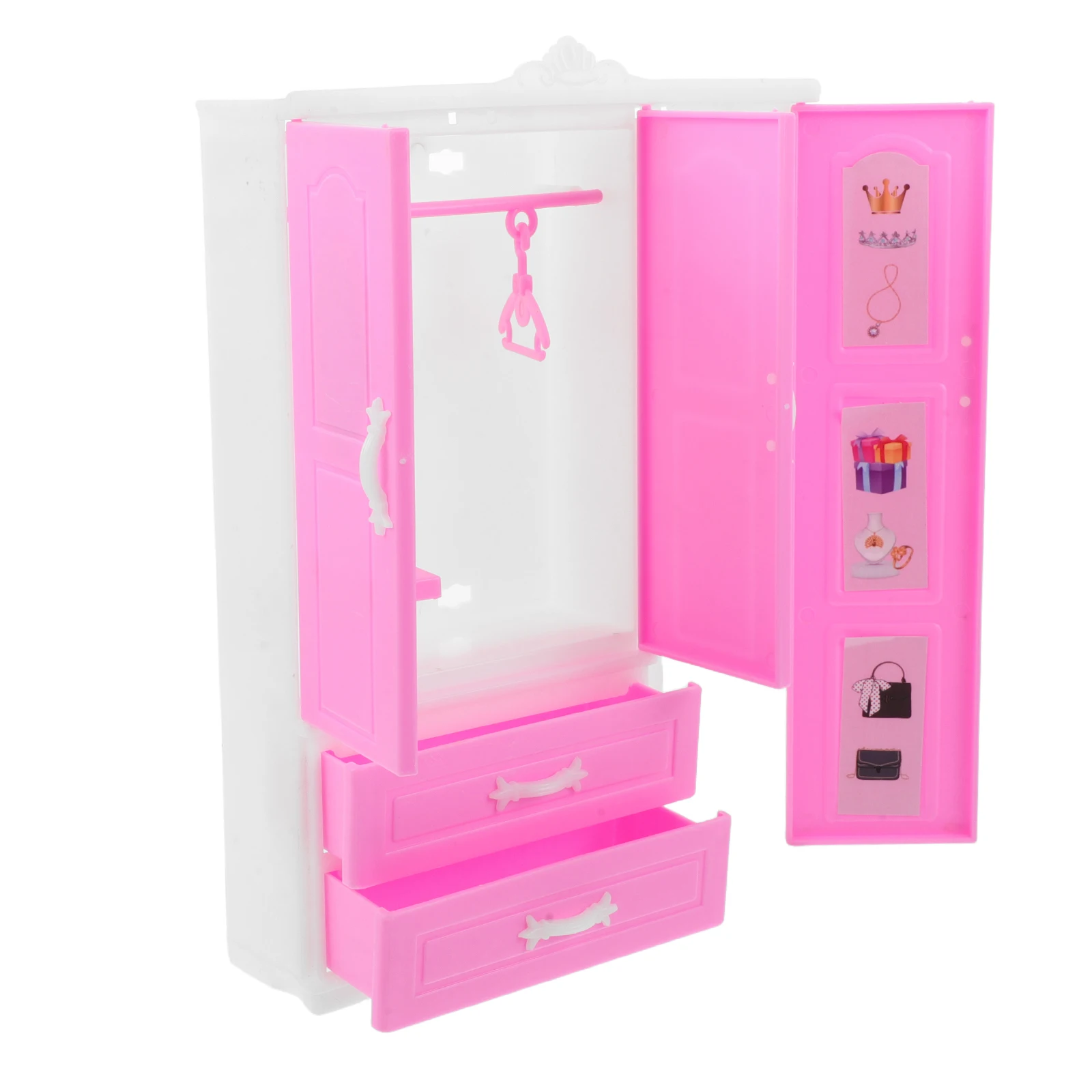 1개 귀여운 미니 공주 옷장 캐비닛 미니어처 인형집 가구 정리함 옷장 침실 액세서리 놀이방용