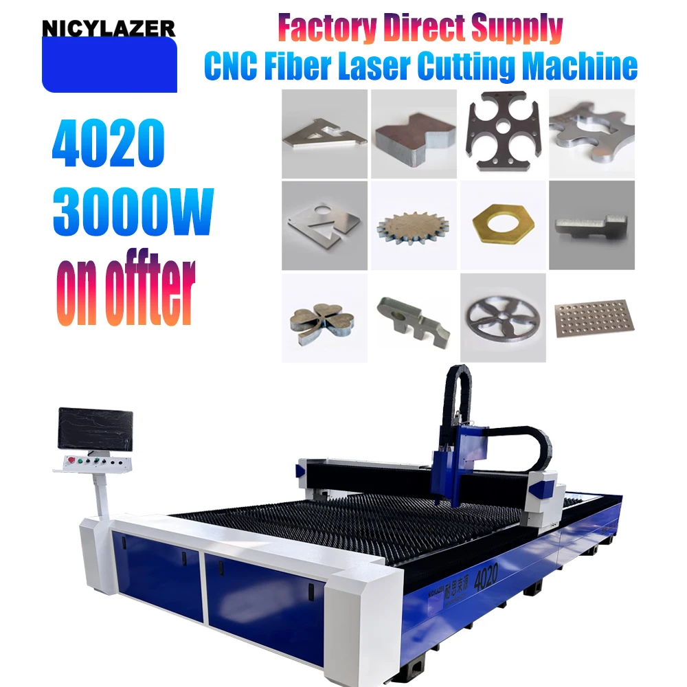 NICYLAZER CNC 3000W 4020 Fiber Laser Cutting Machine Metal Sheet Steel Cutter Industrial Equipment Factory Direct Hot Sale Free