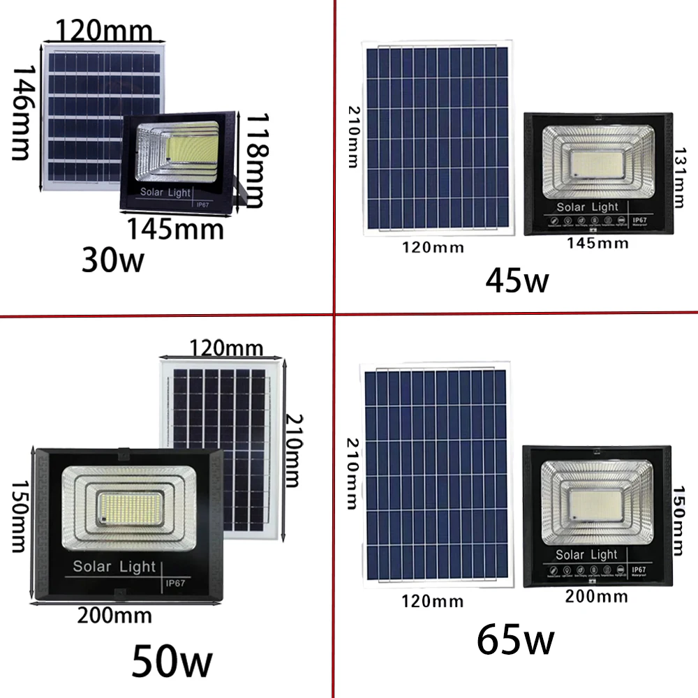 Projecteur LED Solaire Imperméable avec Télécommande, Éclairage d'Extérieur, Idéal pour une Clôture, un Jardin ou une Rue, 30-500W