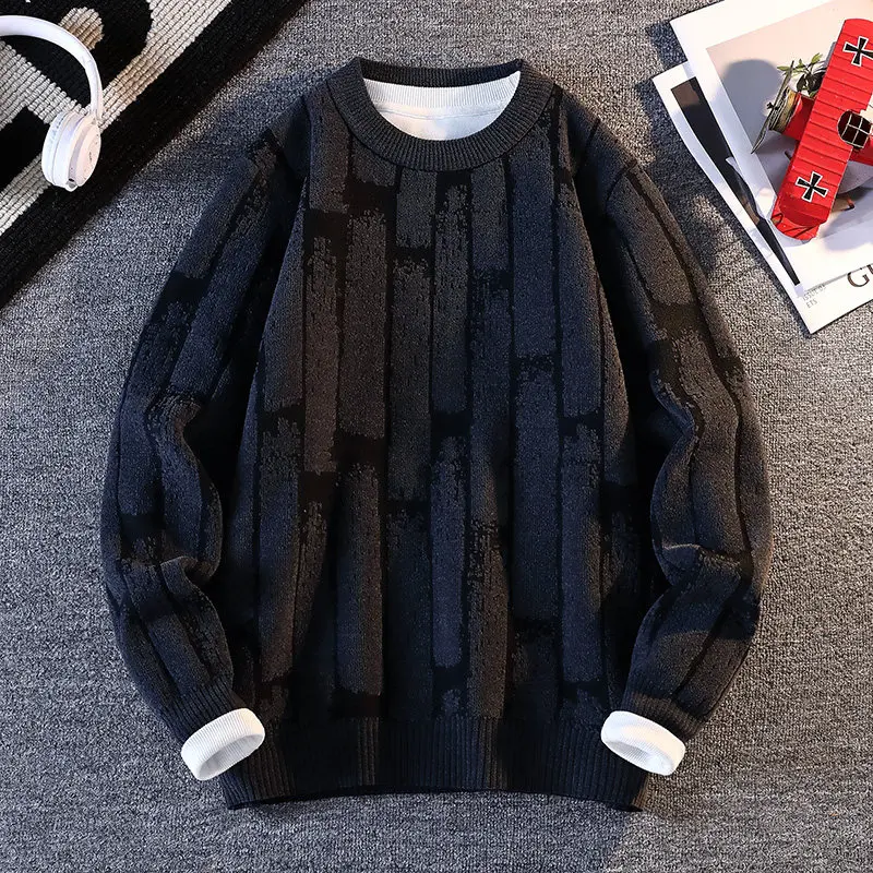 Suéter de Punto con Cuello Redondo para Hombre, ueso, Informal, Hoado, Cálido para Invierno, de Fibra de Poliéster, Suave...