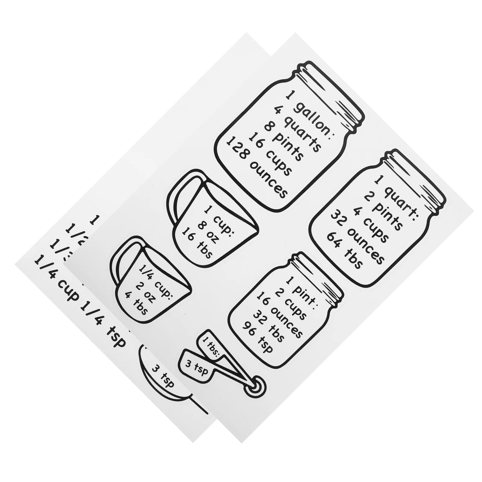 

2Pcs Kitchen Conversion Chart Sticker Clear Measurement Guide Cooking Baking Essential Accurate Weight Volume Conversion Chart