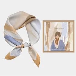 Écharpe de protection solaire pour femme, motif à la mode, lisse au toucher, printemps, été, 53x53cm