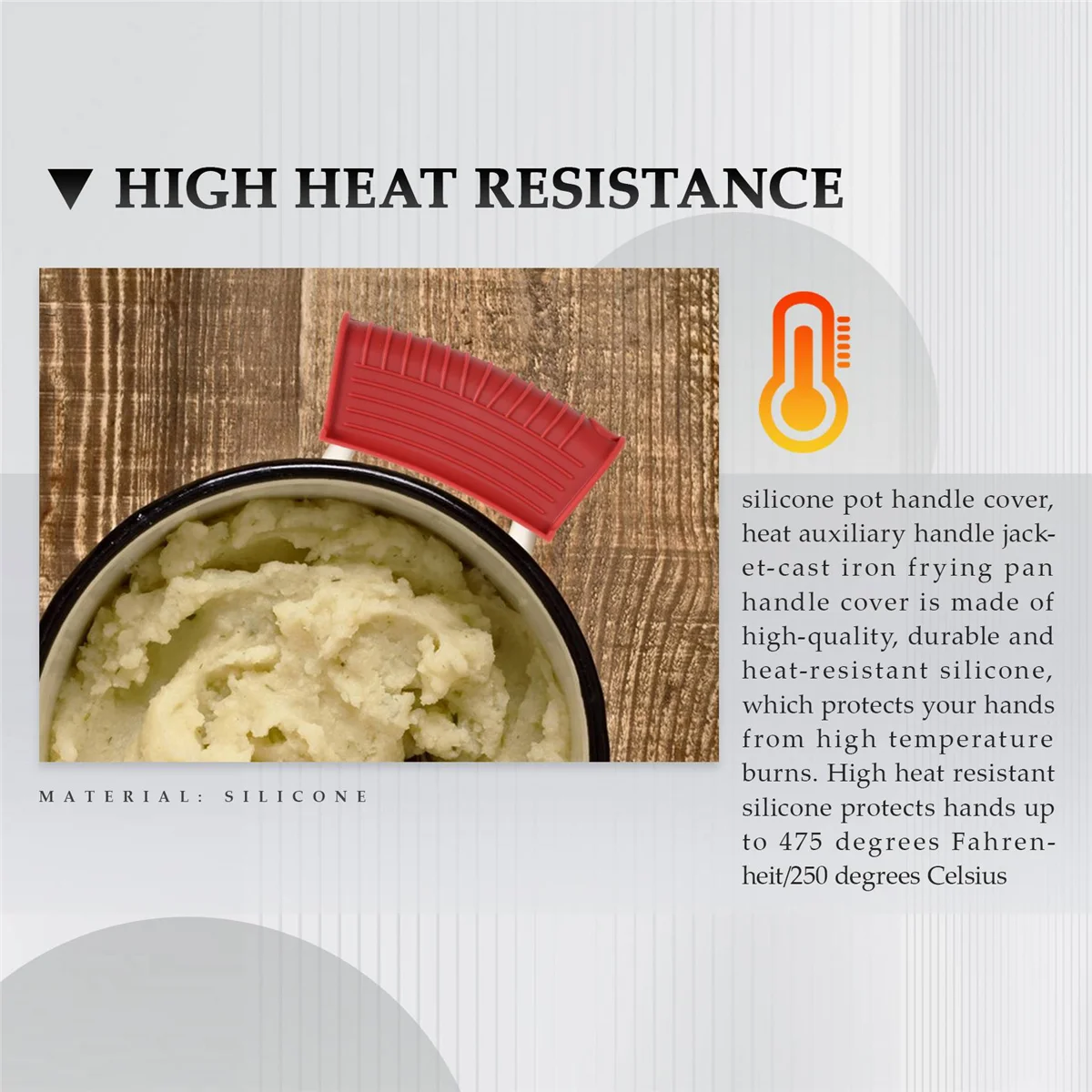 The New Thickened Silicone Pan Handle Cover Insulation Cover Pan Ear Clip Cast Iron Pan Frying Pan Wok Handle Holder,Red,2PCS