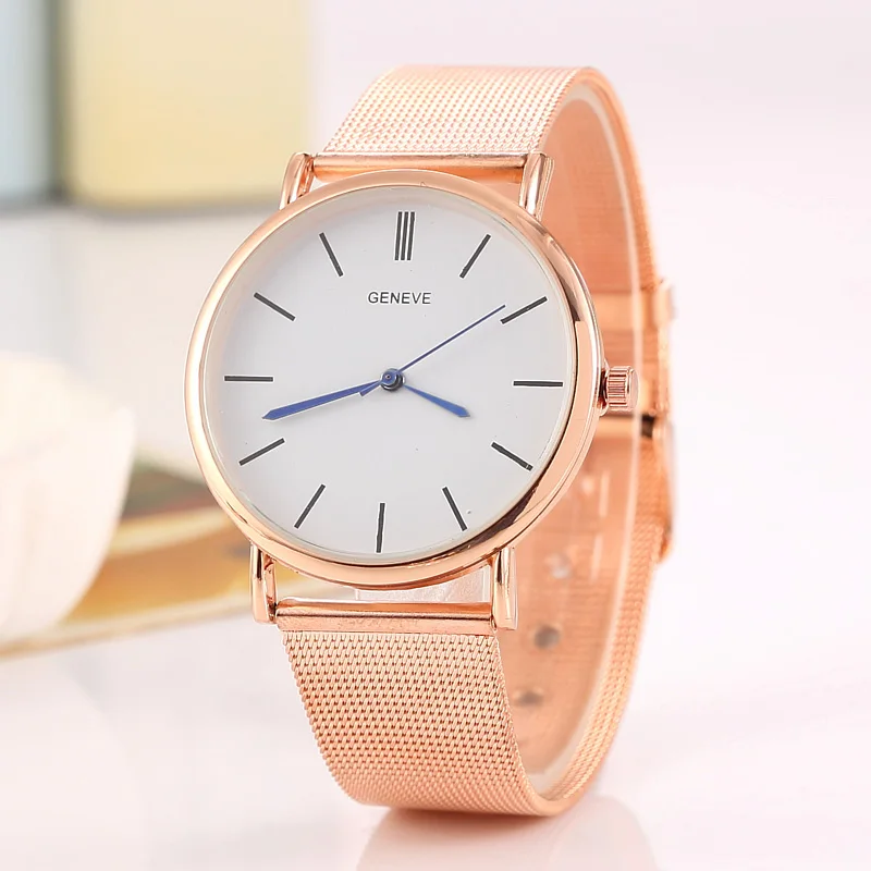 New Famous Silver Casual Geneva Quartz Watch Women Metal Mesh Stainless Steel Dress Watches For Gift Relogio Feminino Hot Clock