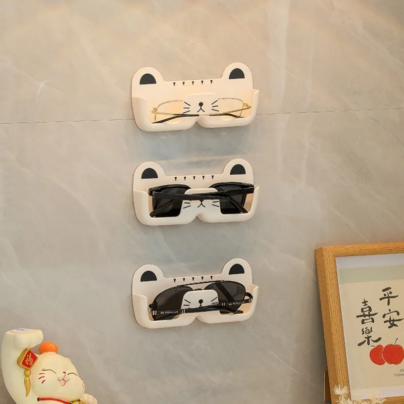 Cute Cat Wall Mounted Glasses Storage Rack Punch-free Sun-glasses Display Holder Decoration Box Sunglass Organizer