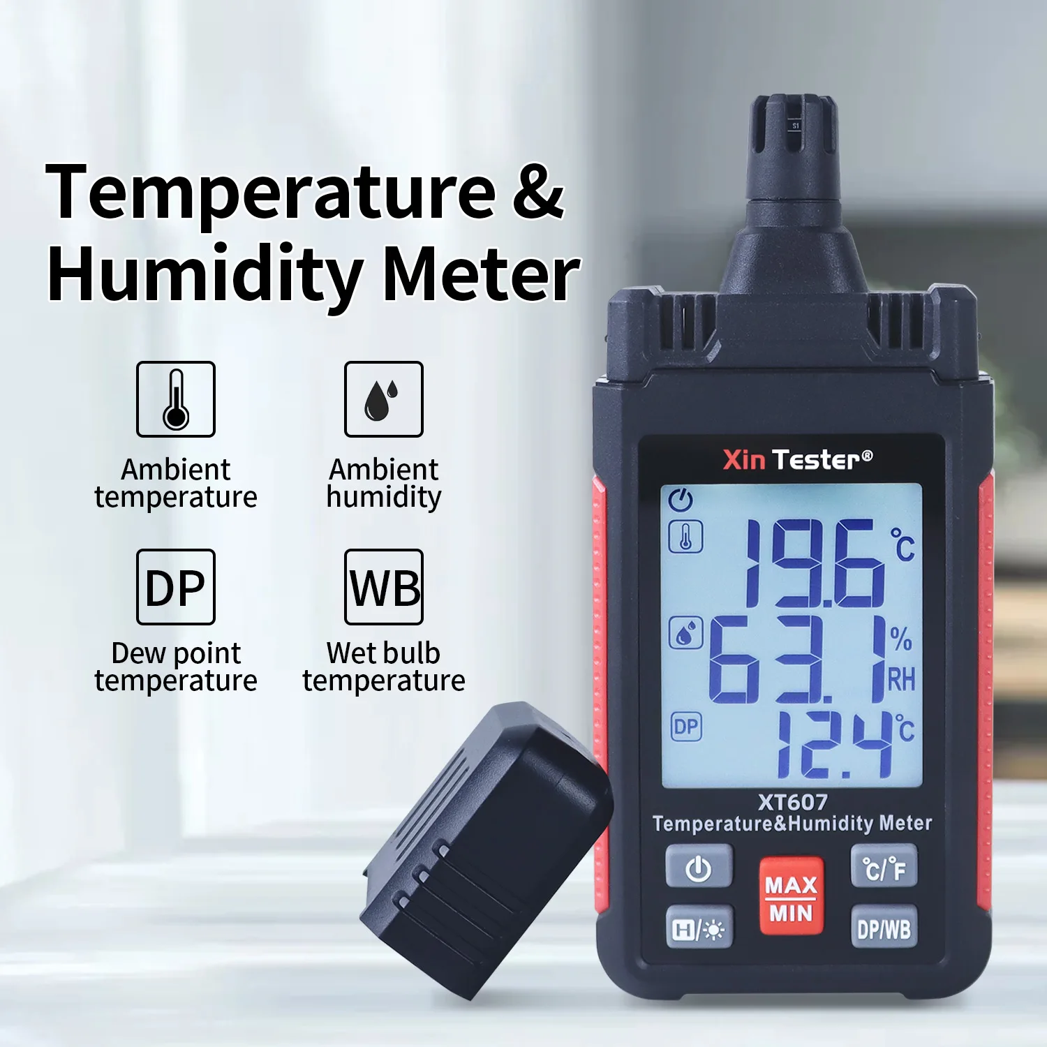Xin Tester Digital Hygrometer Thermometer LCD Thermo-hygrometer High Accurate Barometer Temperature Humidity Meter XT607