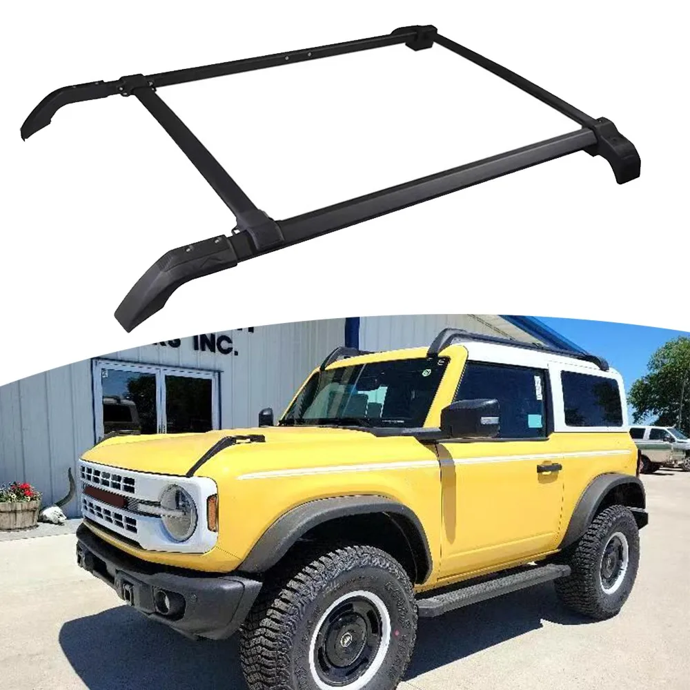 

4PCS Aluminum Roof Set Fit for Ford Bronco 2Door 2021-2025 Rail Rack Cargo Bars Crossbar Heavy load Black