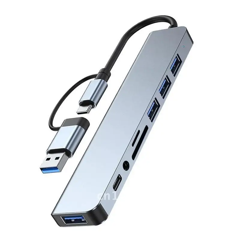 

Док-станция 8-в-1 USB Type-C, концентратор с аудиоадаптером 3,5 мм, высокоскоростная передача данных 5 Гбит/с для компьютера/планшета
