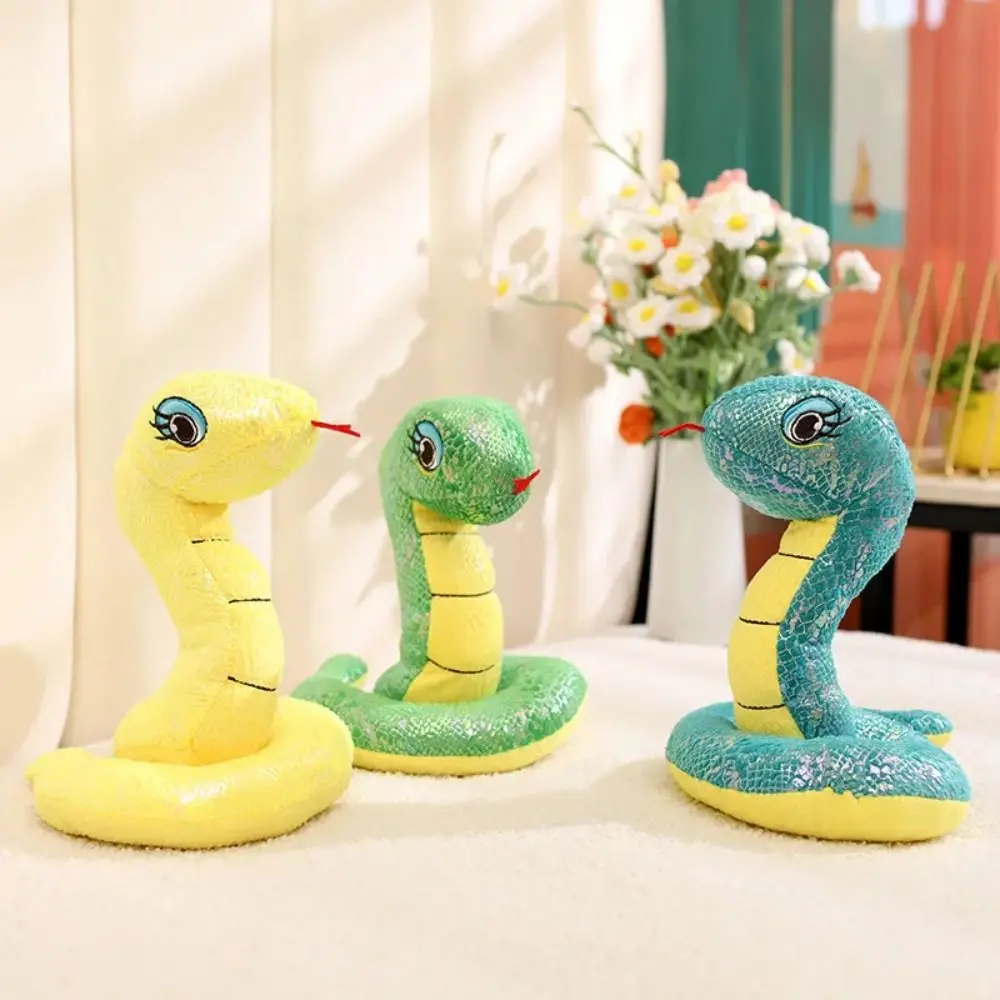 

Sequin Fabric Year Of The Snake Plush Toys Simulated Animal Snake Year Mascot Doll Chinese Plush Sequined Snake doll Xmas Gifts