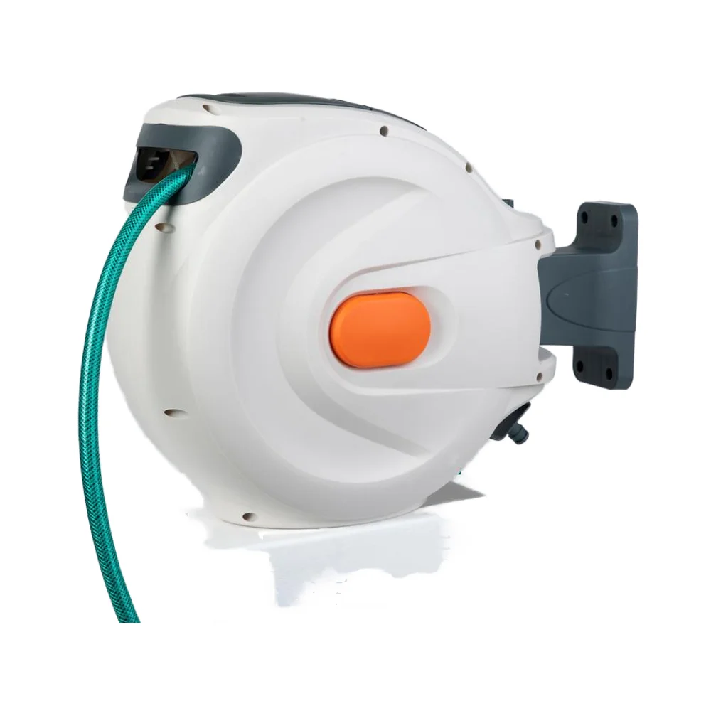 

QIKAI 20M Auto Slow Rewind System Wall Mounted Retractable Garden Water Hose Reel Cart PVC & Plastic for Spring Use
