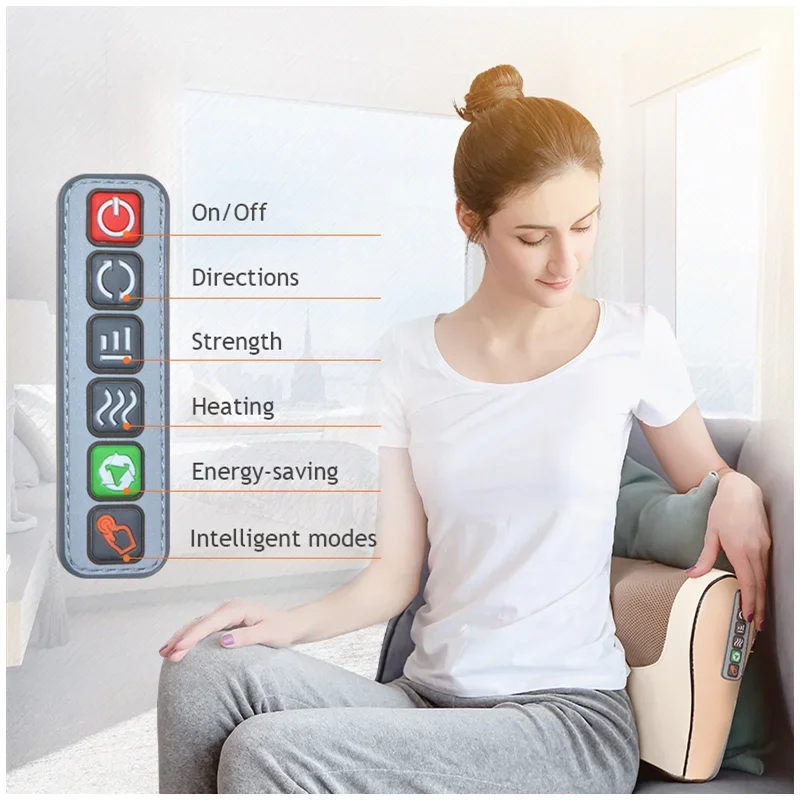 Jinkairui infravermelho aquecimento pescoço ombro para trás corpo massagem elétrica travesseiro shiatsu dispositivo cervical saúde massageador