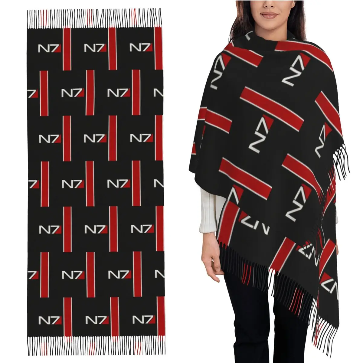 

N7 Iconic Design Scarf Tassel Scarves Women Soft Warm Shawls and Wraps Long Fall Winter Shawl Wrap
