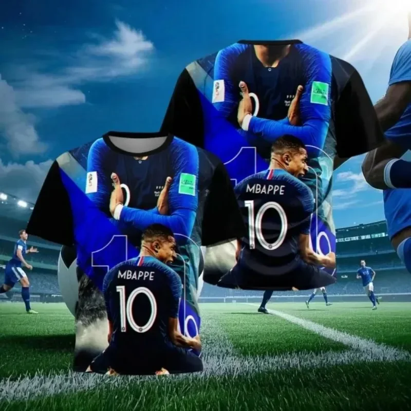 

Новое поступление лета, мужская футболка с 3D принтом футбольной звезды Kylian Mbappe, спортивная одежда на открытом воздухе, легкий дышащий топ
