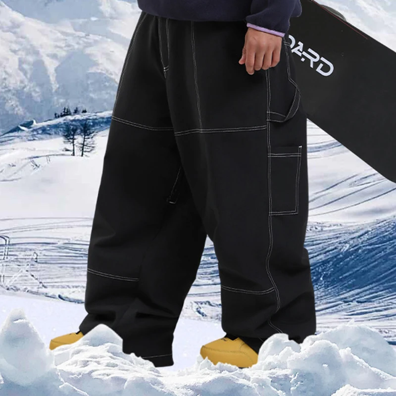 

2025 зимние водонепроницаемые женские лыжные брюки для спорта на открытом воздухе, горные мужские брюки для сноуборда, ветрозащитная свободная зимняя одежда