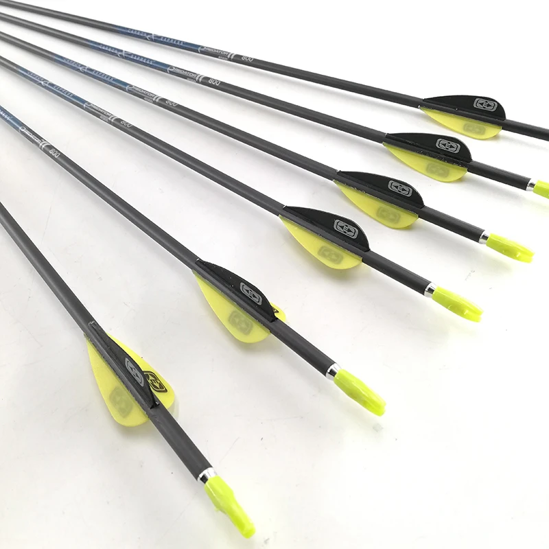 Archery Hunting Carbon Arrows ID4.2mm Spine400 500 600 700 800 900 1000 Arrows  Shafts 30inch 1.75inch Plastic Vanes 12Pcs