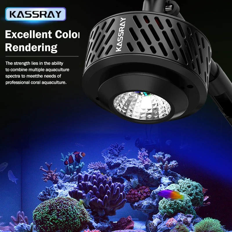 Kassray V6 66W V9 96W WiFi App Phone Control Full Spectrum 100W Saltwater Marine LED Aquarium Light for Coral Reef Fish Tank