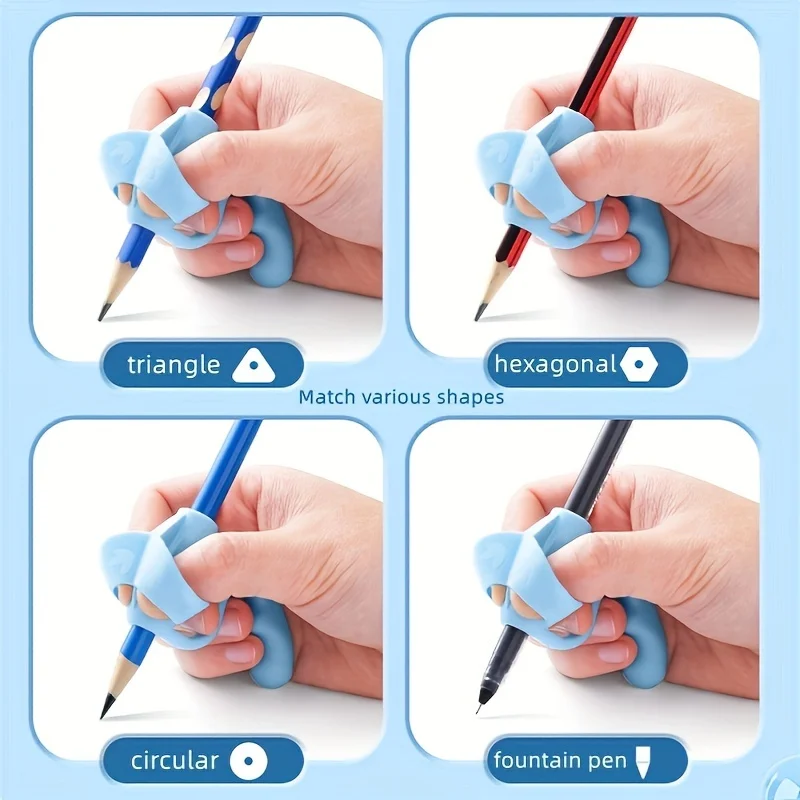 4 stücke Grip Stift Corrector Set Schreiben Corrector Weiche Gummi Schreiben Haltung Grip Stift Handschrift Hilfe Korrektur Werkzeug – Detail 9