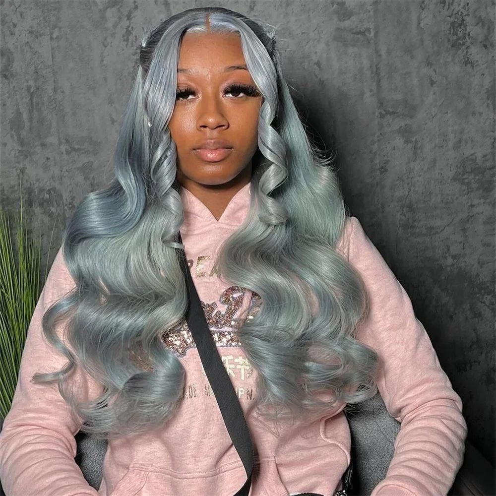 

High Quality 250 Density Silver Grey Colored Lace Wig Body Wave 13x6 Lace Frontal Wigs for Women Human Hair Colored Brazilian