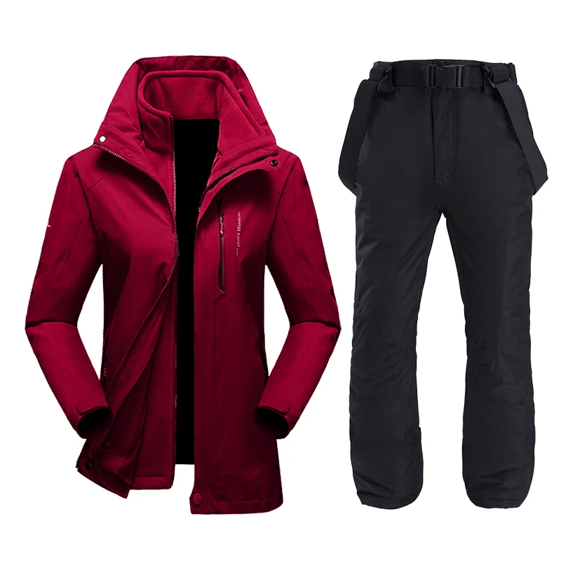 Traje de esquí de invierno para mujer, chaqueta y pantalones de nieve impermeables a prueba de viento para exteriores, equipo de esquí femenino,