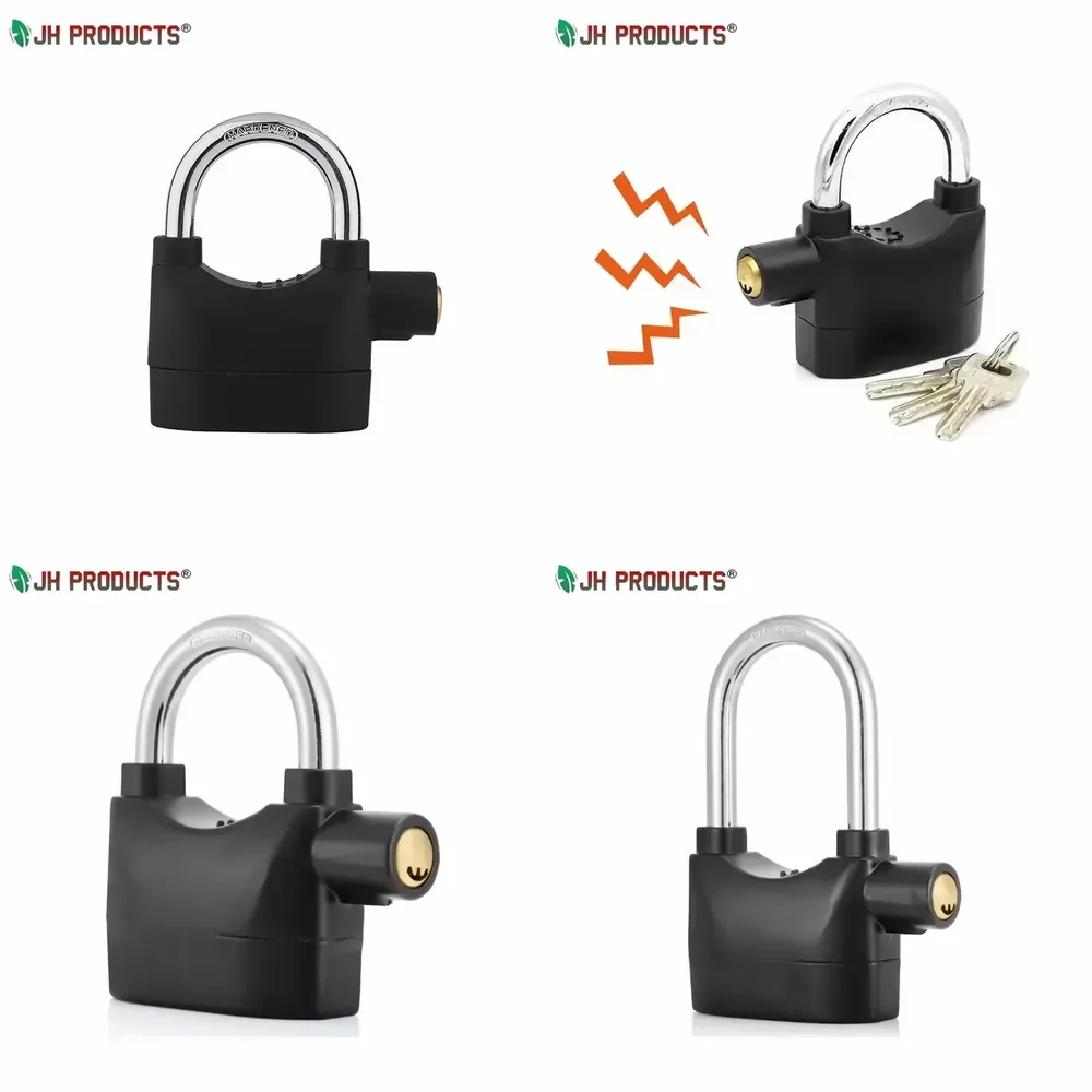 110dB Aluminum Alloy Siren Alarm Padlock for Motorcycle Anti-Theft Safe Alarm Padlock